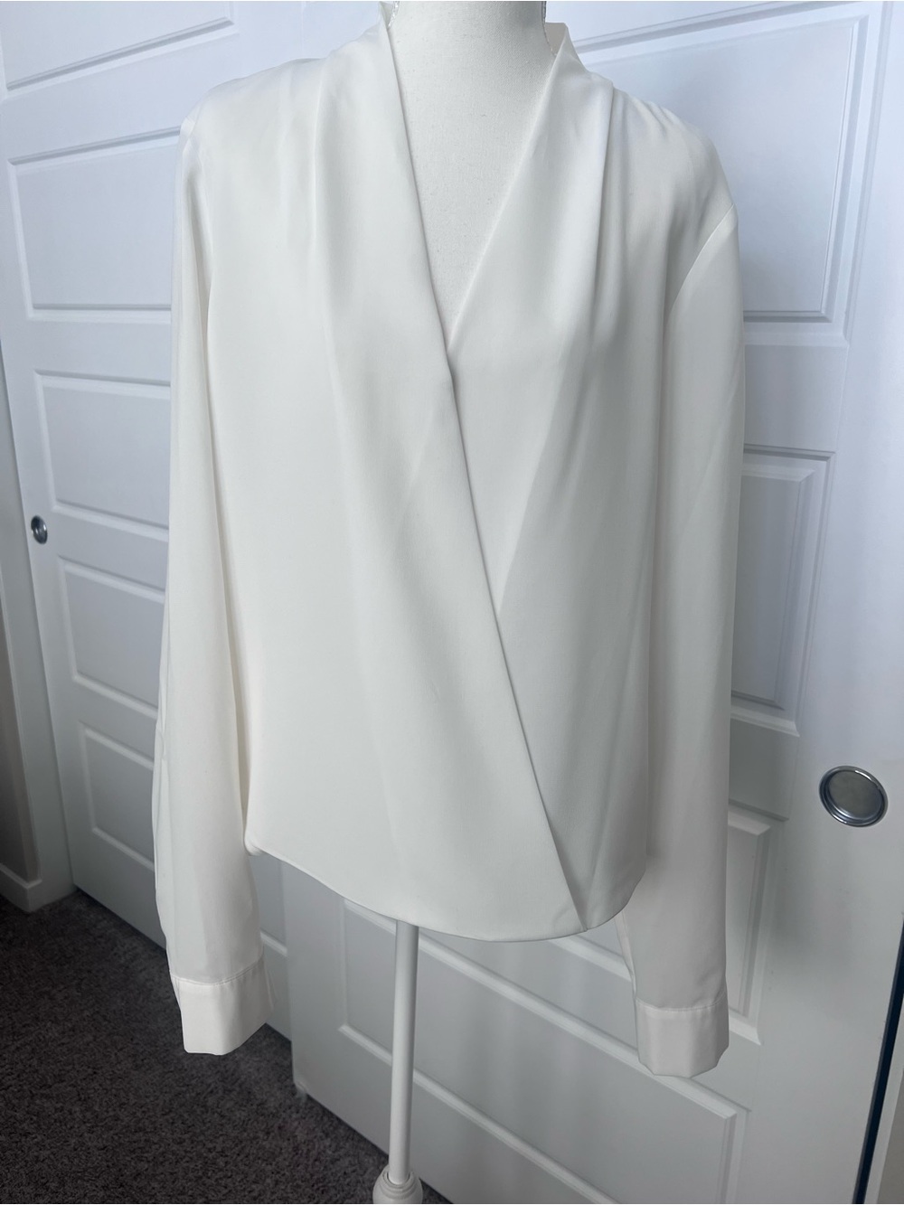 Bar III Cream Draped Wrap-Front Blouse Hi-lo